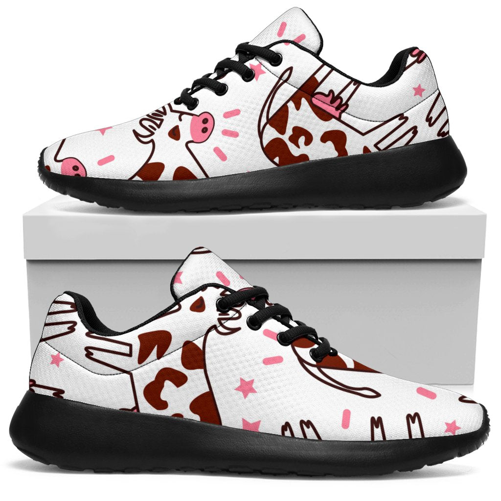 Cartoon Happy Dairy Cow Pattern Print Sport Shoes GearFrost