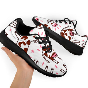 Cartoon Happy Dairy Cow Pattern Print Sport Shoes GearFrost