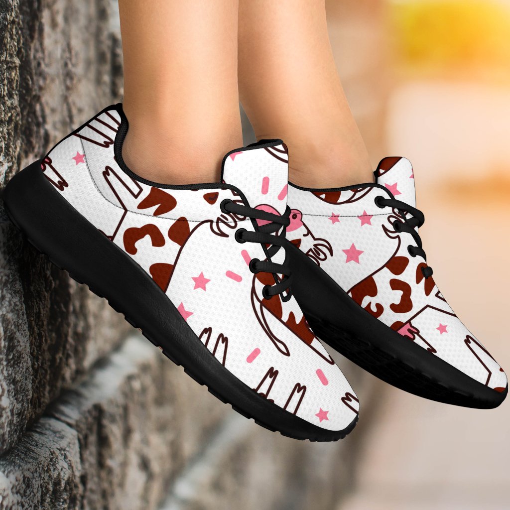 Cartoon Happy Dairy Cow Pattern Print Sport Shoes GearFrost