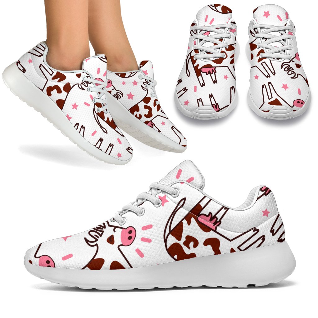 Cartoon Happy Dairy Cow Pattern Print Sport Shoes GearFrost