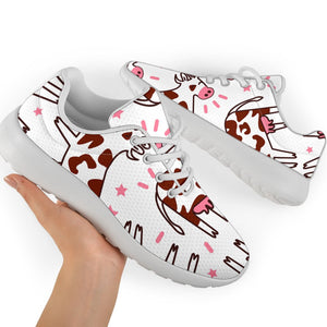 Cartoon Happy Dairy Cow Pattern Print Sport Shoes GearFrost