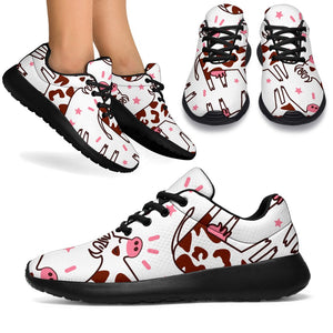 Cartoon Happy Dairy Cow Pattern Print Sport Shoes GearFrost