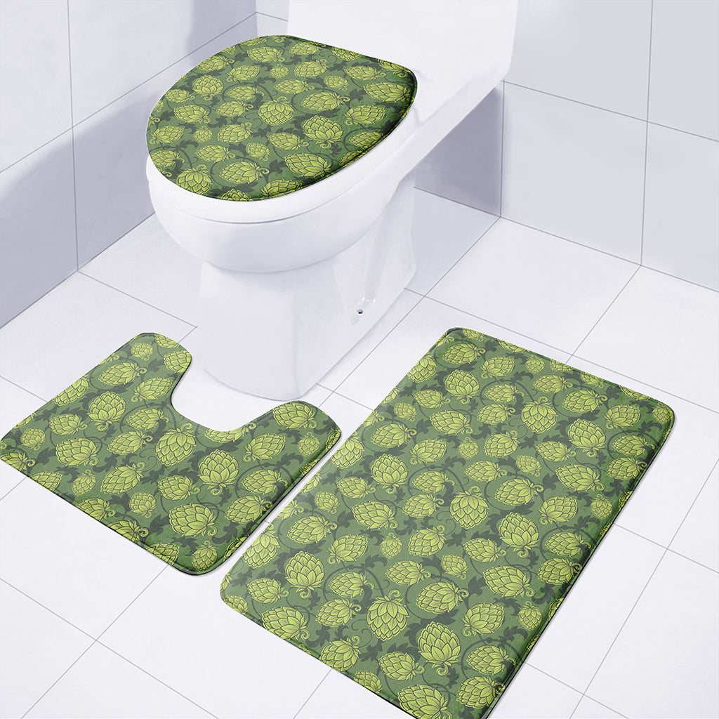 Cartoon Hop Cone Pattern Print 3 Piece Bath Mat Set