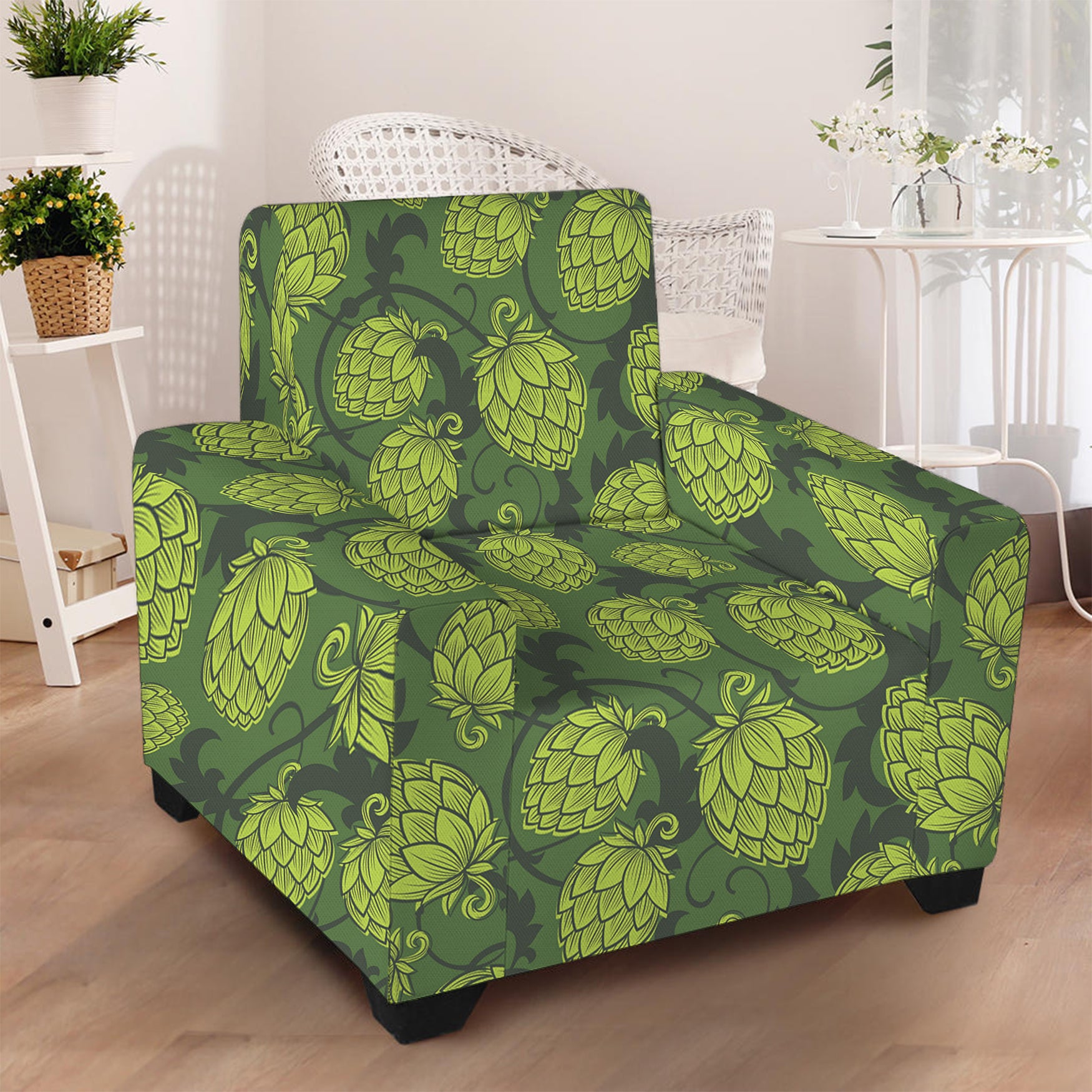 Cartoon Hop Cone Pattern Print Armchair Slipcover