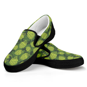 Cartoon Hop Cone Pattern Print Black Slip On Shoes