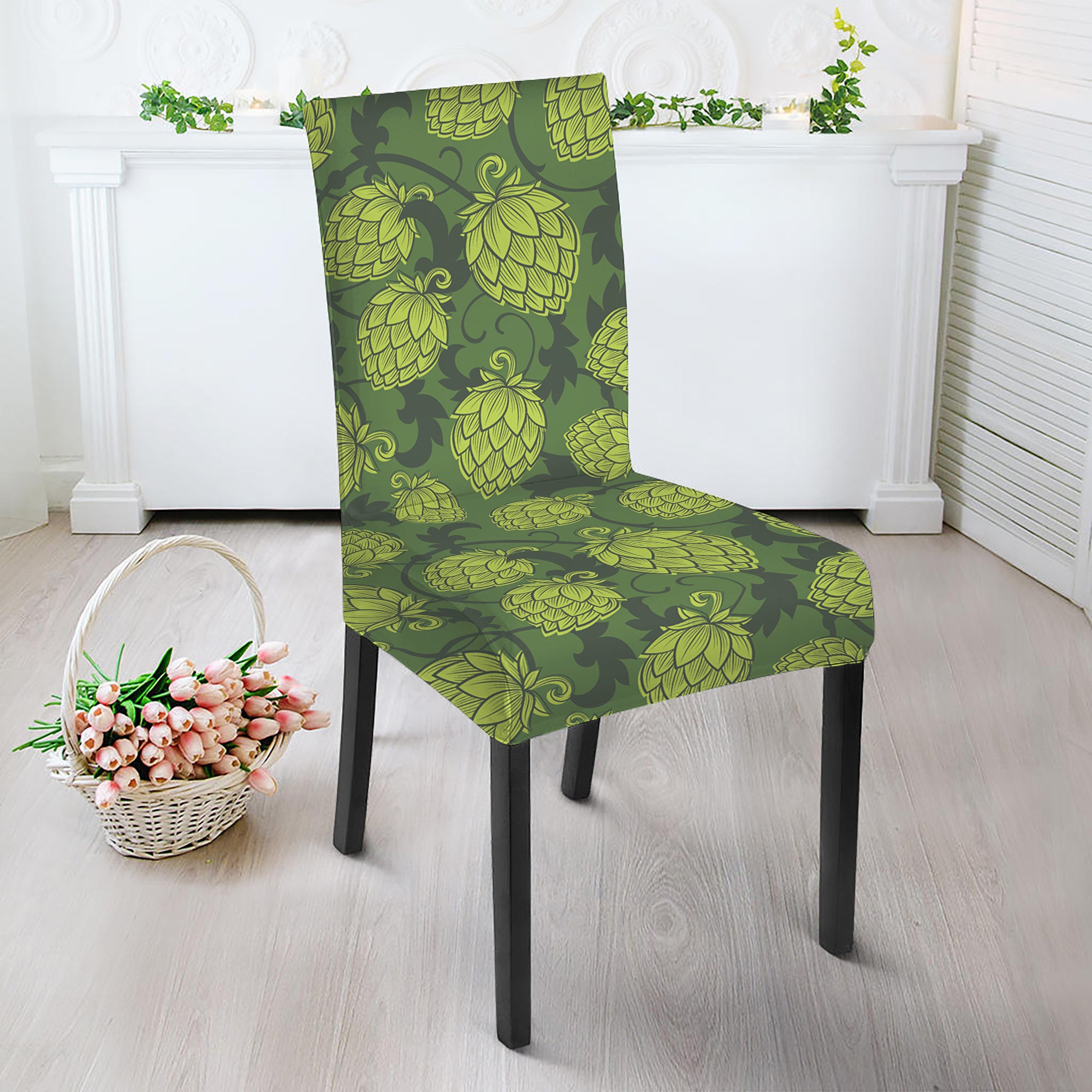 Cartoon Hop Cone Pattern Print Dining Chair Slipcover