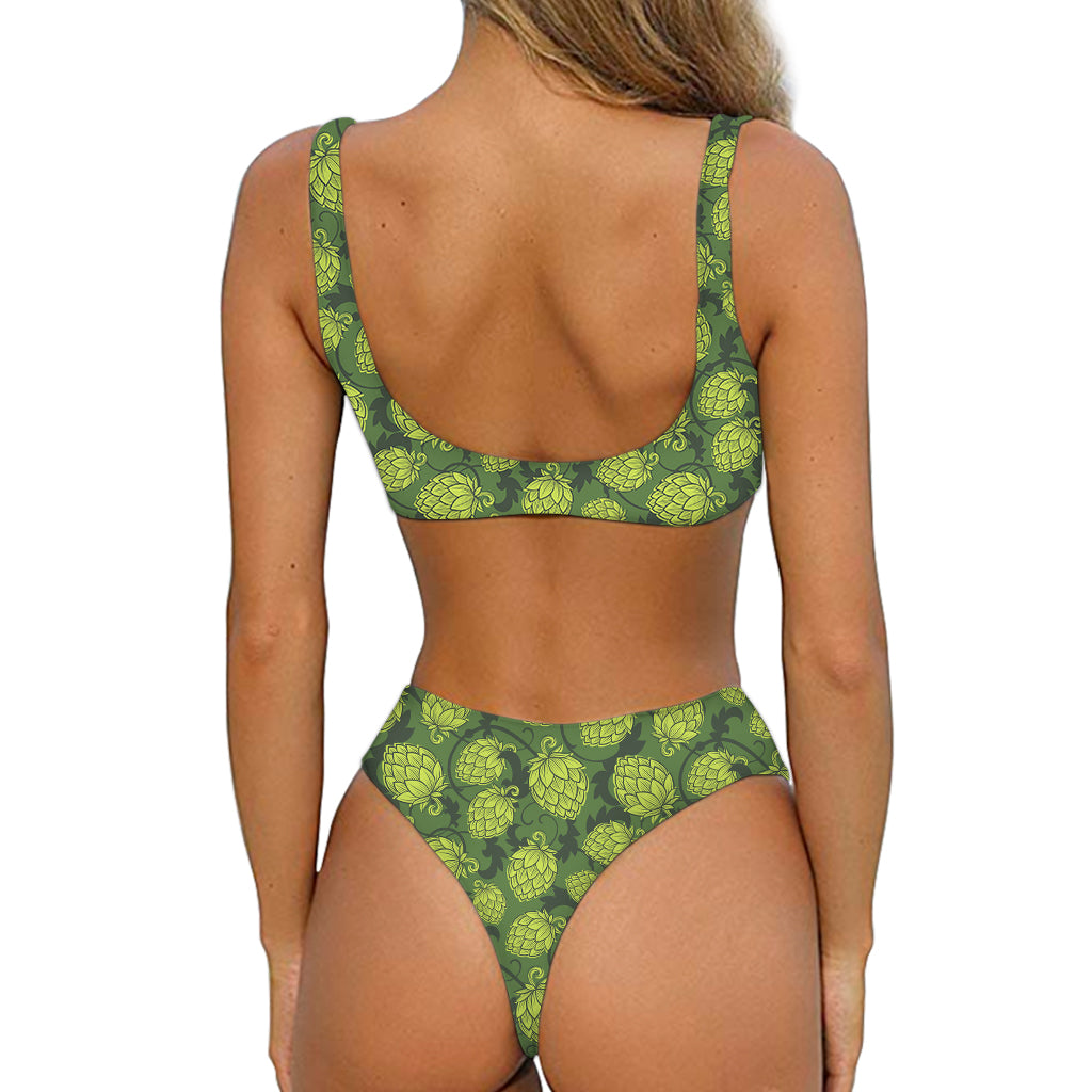Cartoon Hop Cone Pattern Print Front Bow Tie Bikini