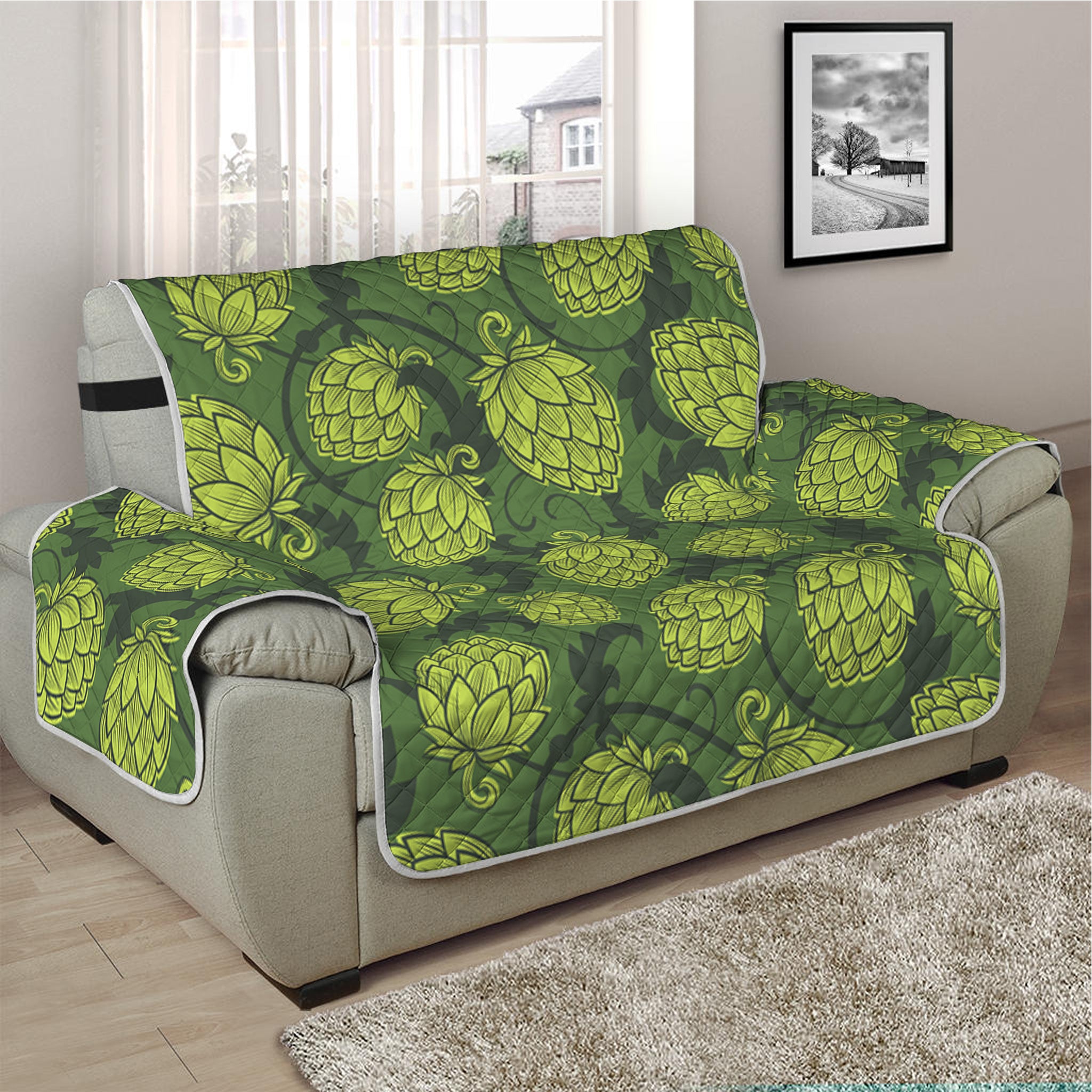 Cartoon Hop Cone Pattern Print Half Sofa Protector