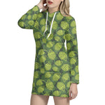 Cartoon Hop Cone Pattern Print Hoodie Dress