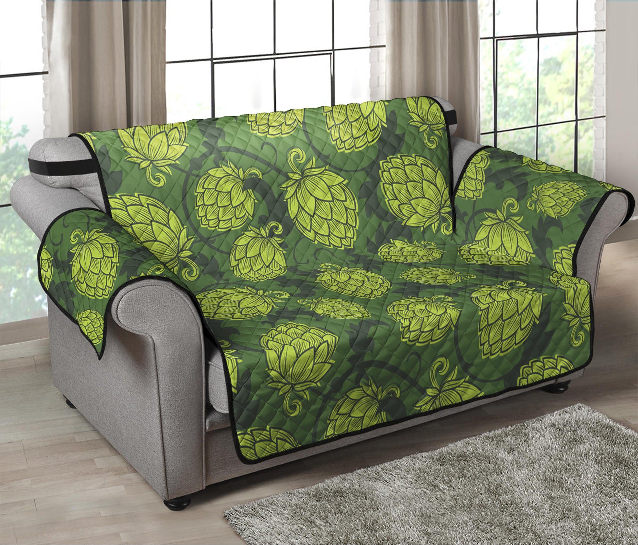 Cartoon Hop Cone Pattern Print Loveseat Protector