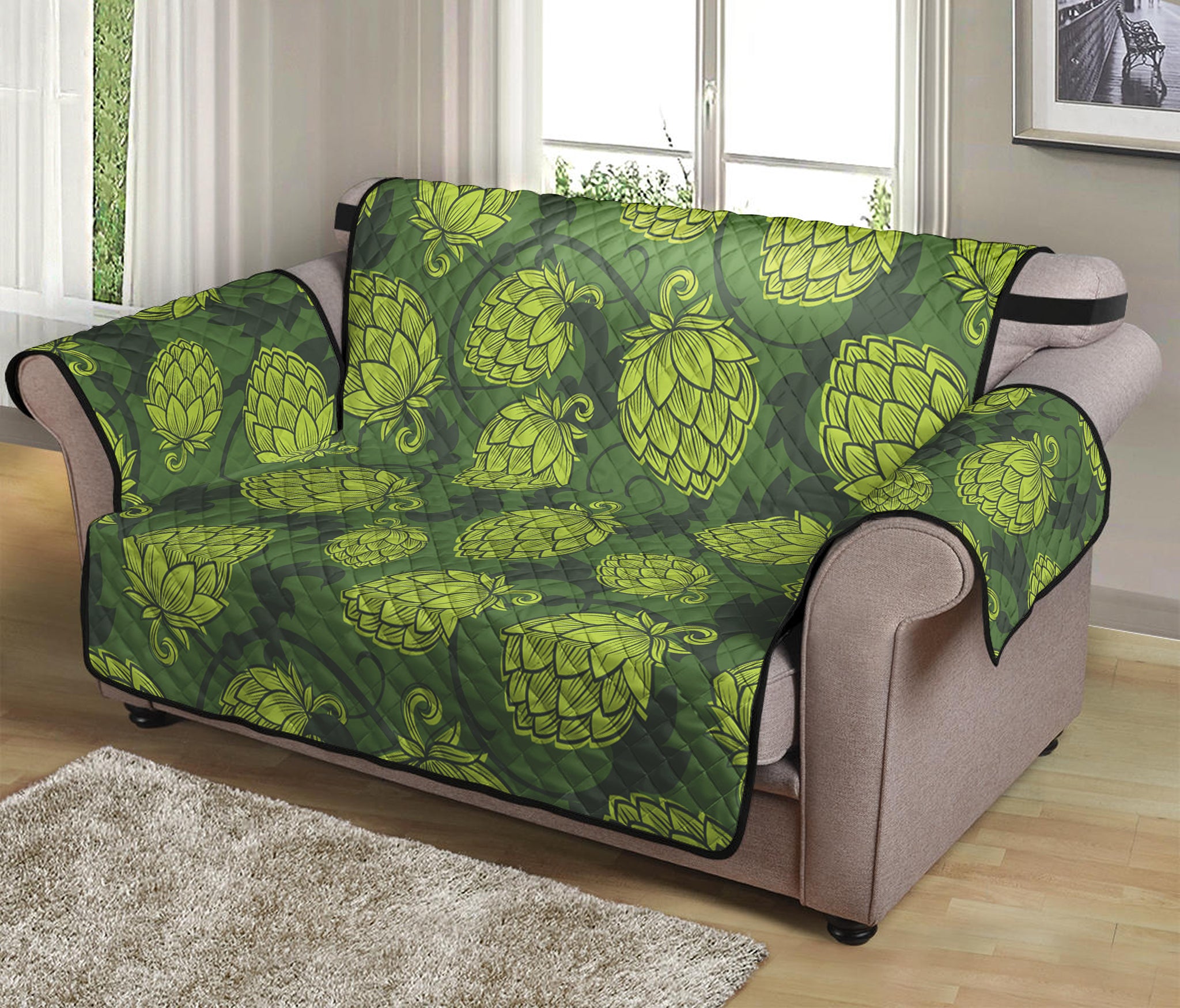 Cartoon Hop Cone Pattern Print Loveseat Protector