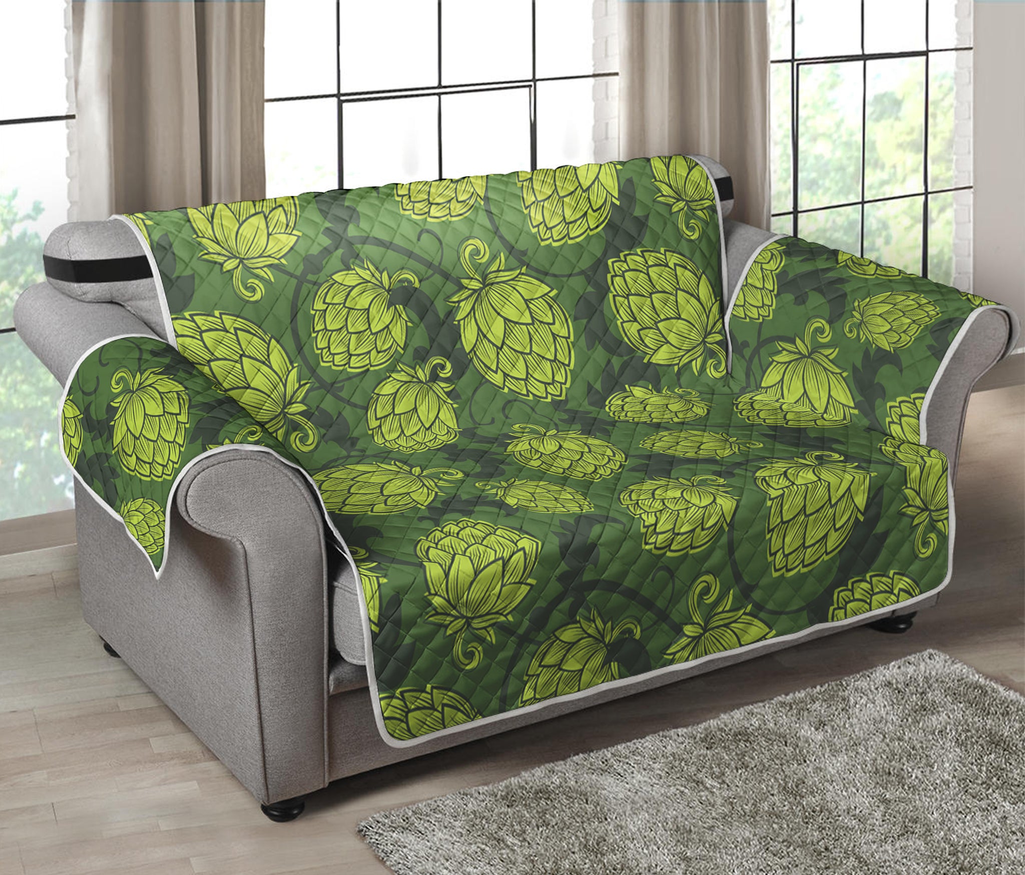 Cartoon Hop Cone Pattern Print Loveseat Protector