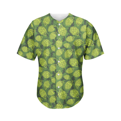 Cartoon Hop Cone Pattern Print Men's Baseball Jersey
