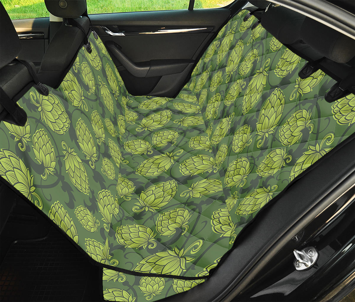 Cartoon Hop Cone Pattern Print Pet Car Back Seat Cover