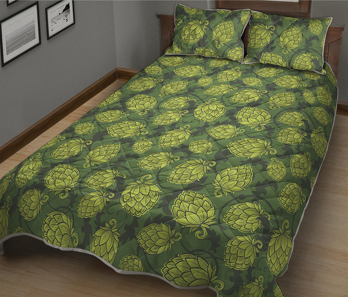 Cartoon Hop Cone Pattern Print Quilt Bed Set