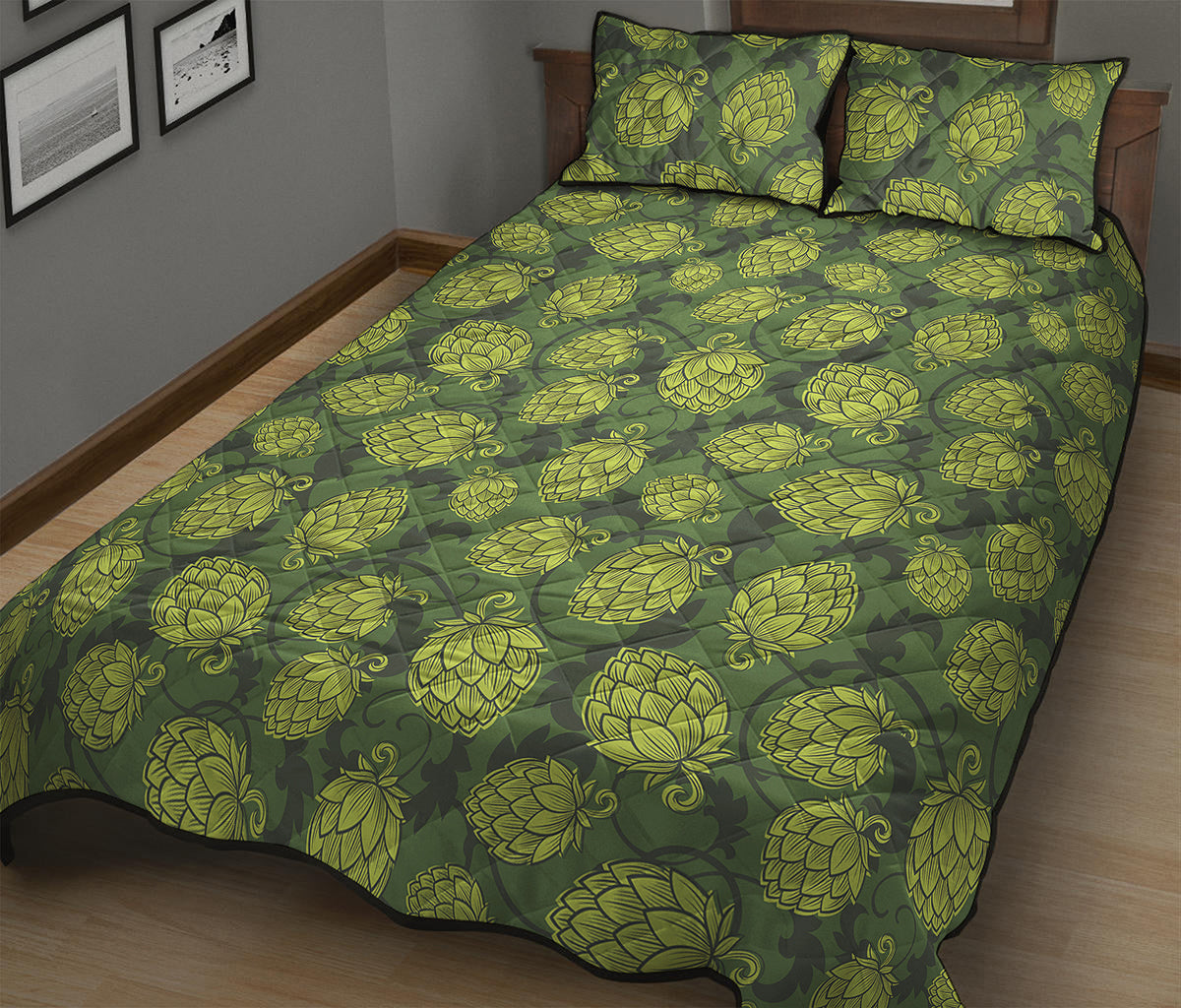 Cartoon Hop Cone Pattern Print Quilt Bed Set