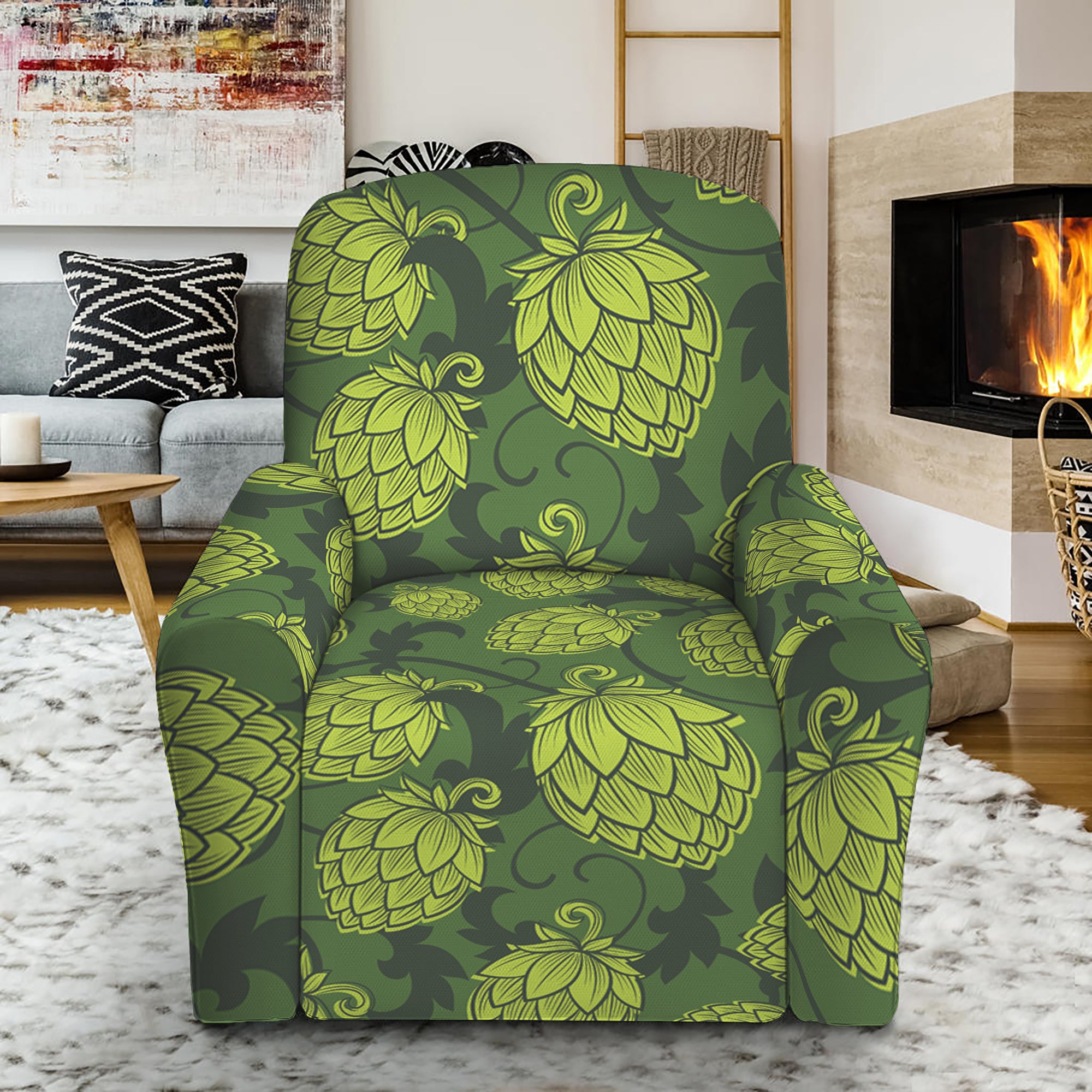 Cartoon Hop Cone Pattern Print Recliner Slipcover