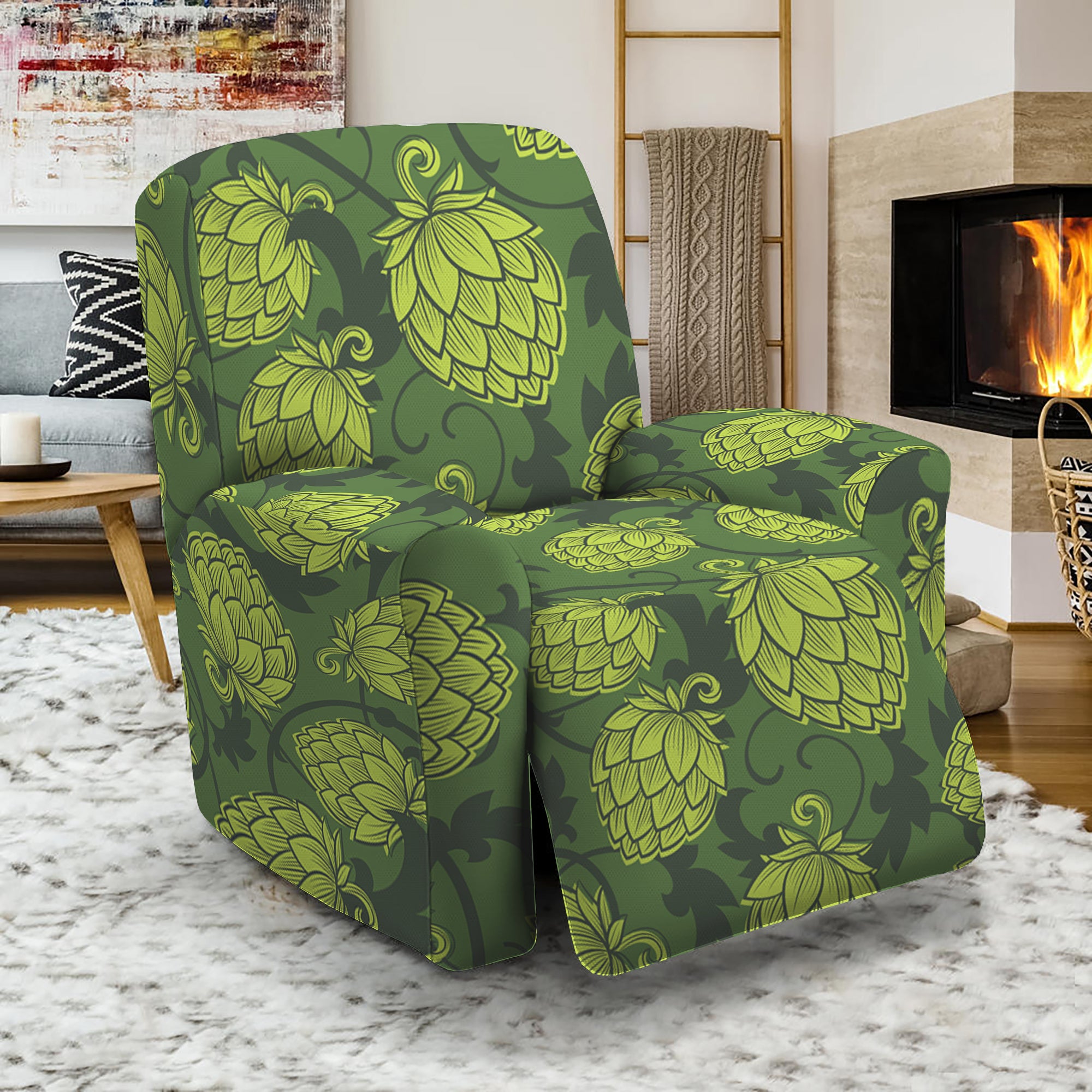 Cartoon Hop Cone Pattern Print Recliner Slipcover