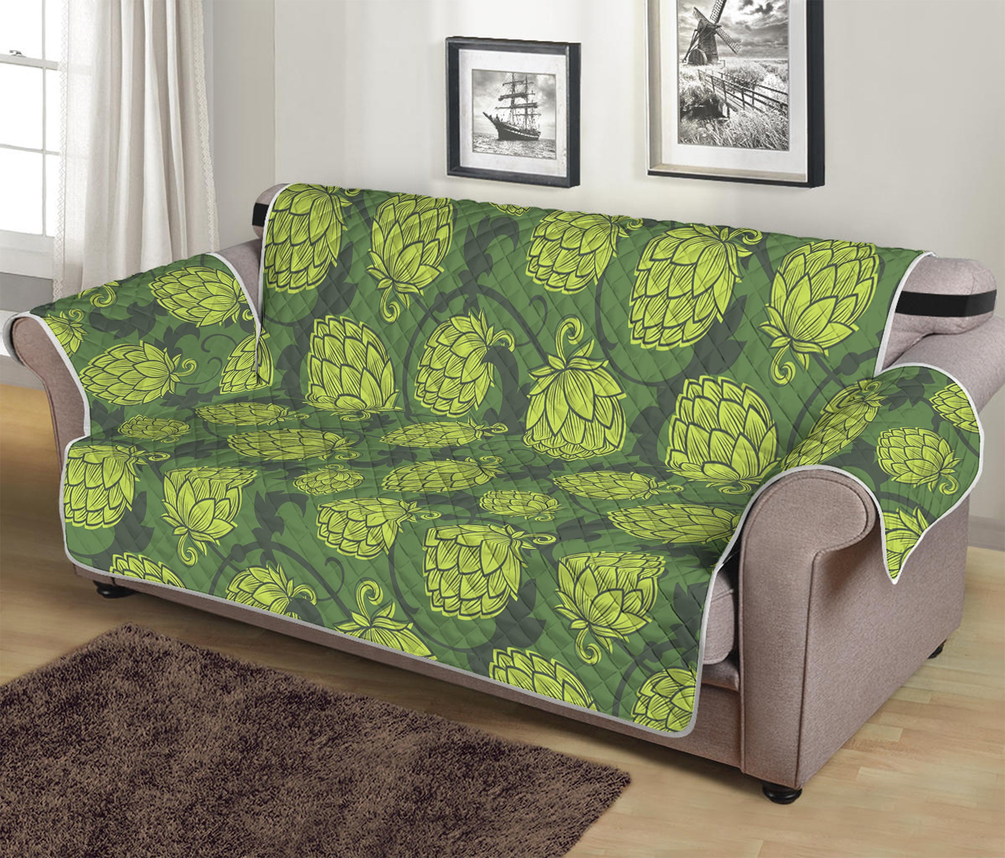 Cartoon Hop Cone Pattern Print Sofa Protector