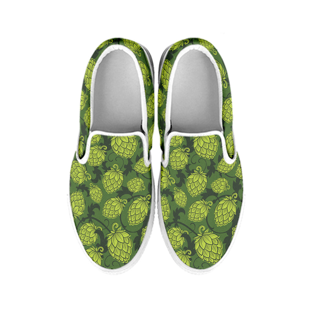Cartoon Hop Cone Pattern Print White Slip On Shoes