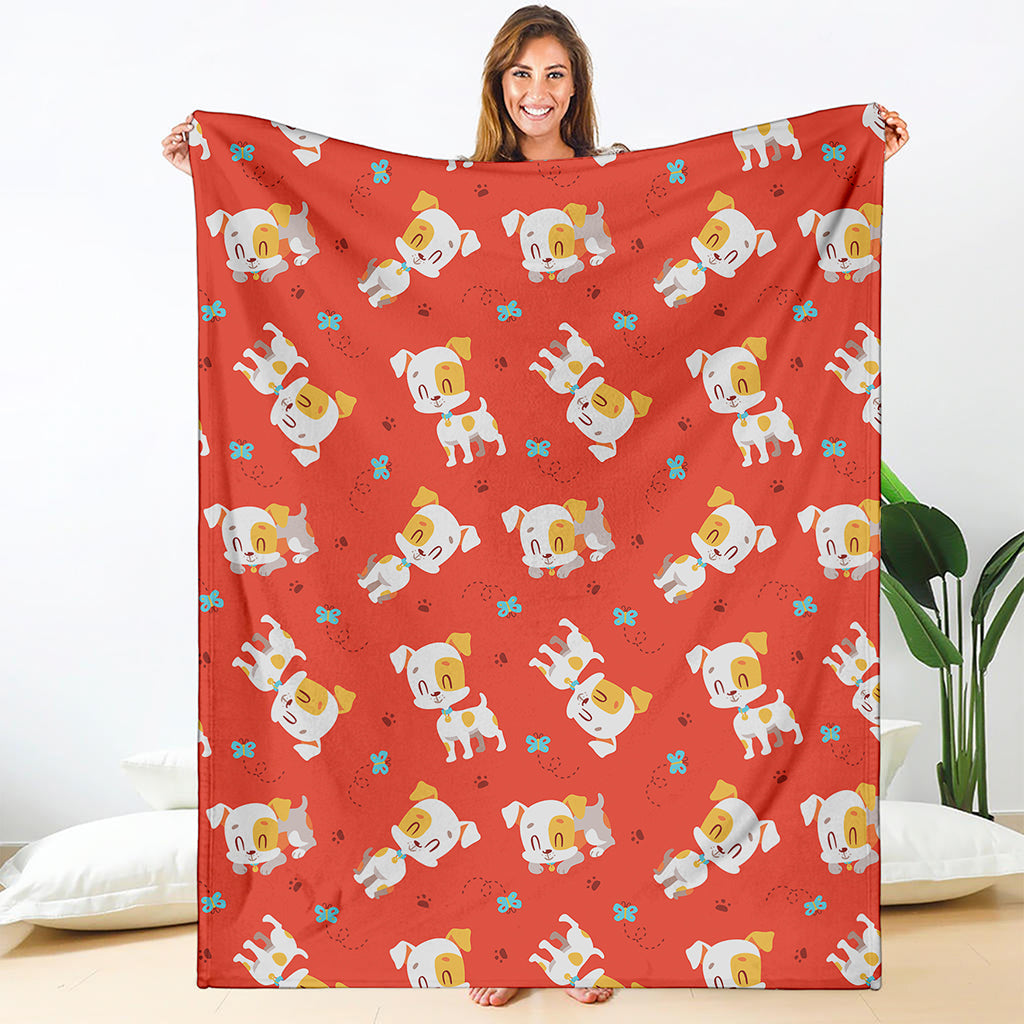 Cartoon Jack Russell Terrier Print Blanket