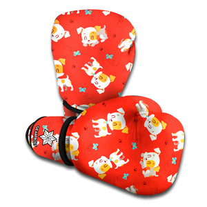 Cartoon Jack Russell Terrier Print Boxing Gloves