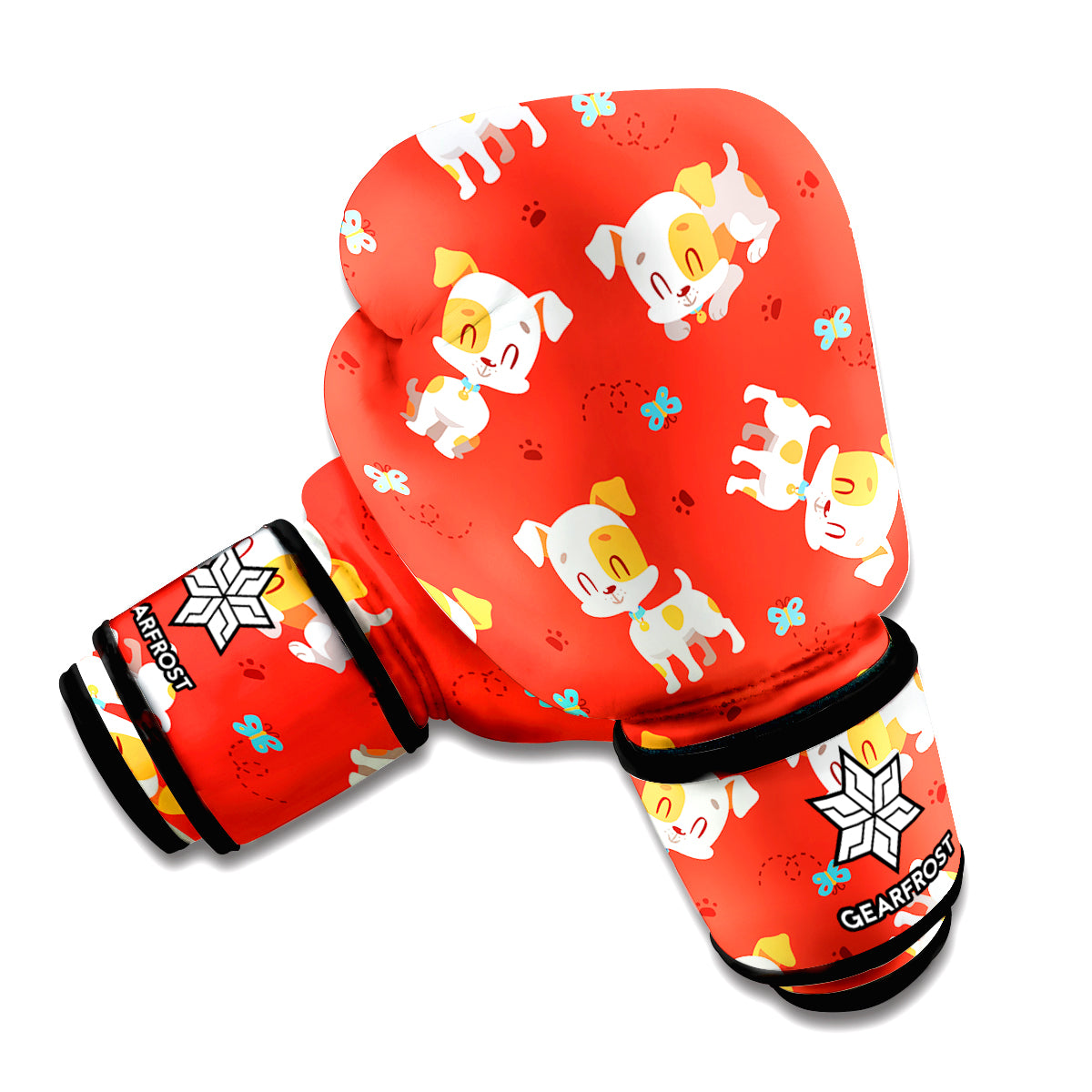 Cartoon Jack Russell Terrier Print Boxing Gloves