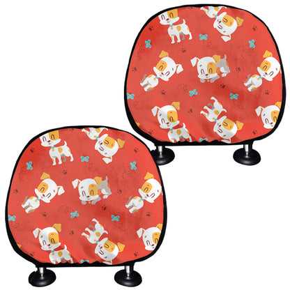 Cartoon Jack Russell Terrier Print Car Headrest Covers