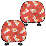 Cartoon Jack Russell Terrier Print Car Headrest Covers