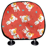 Cartoon Jack Russell Terrier Print Car Headrest Covers