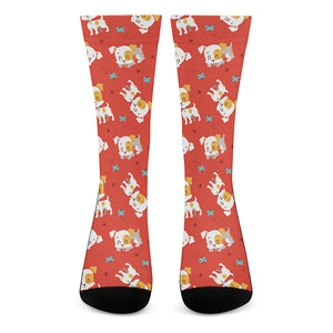 Cartoon Jack Russell Terrier Print Crew Socks