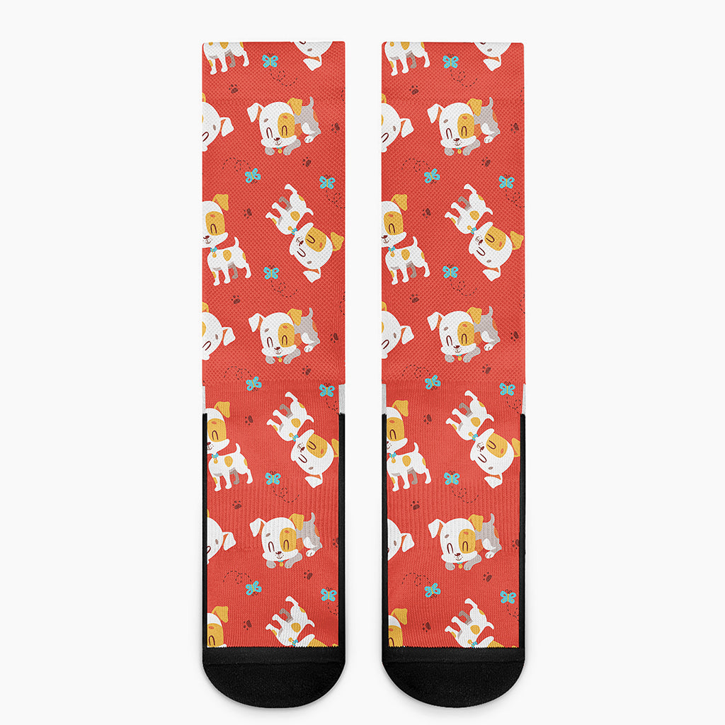 Cartoon Jack Russell Terrier Print Crew Socks