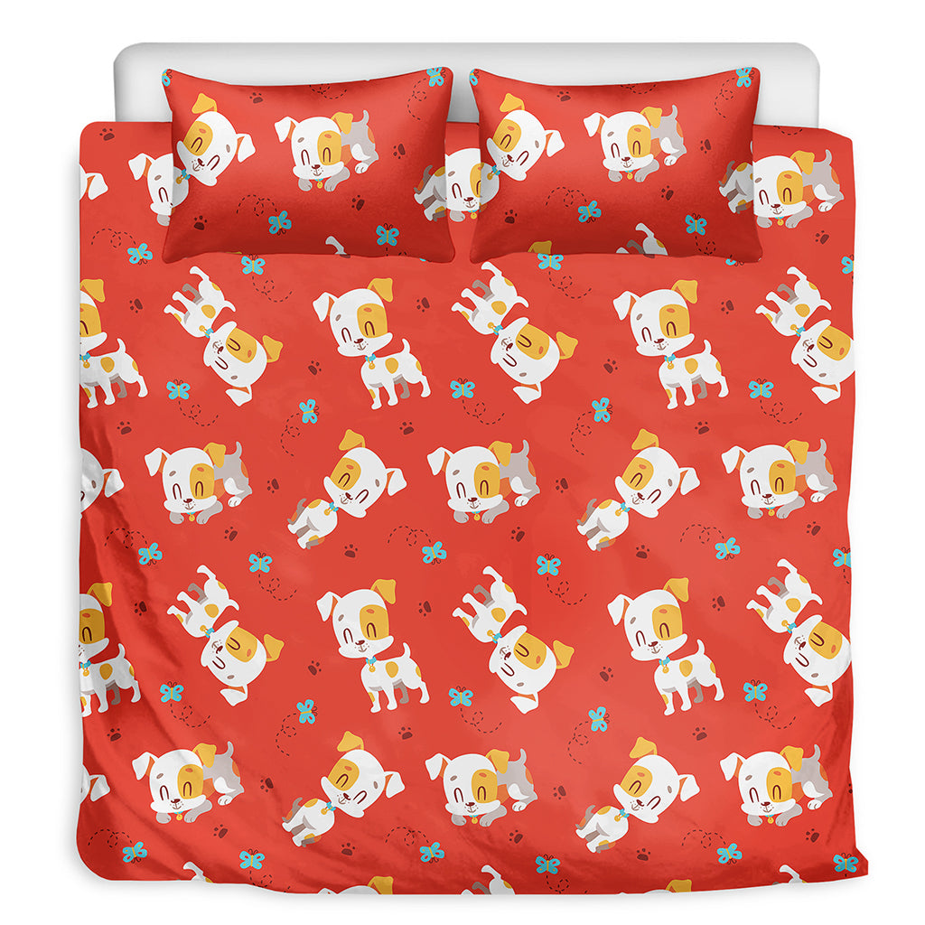 Cartoon Jack Russell Terrier Print Duvet Cover Bedding Set