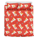 Cartoon Jack Russell Terrier Print Duvet Cover Bedding Set