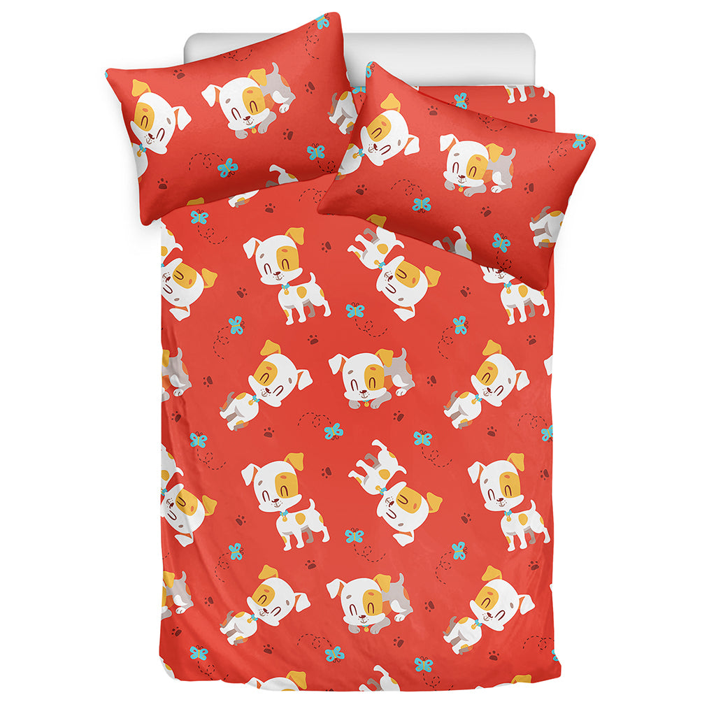 Cartoon Jack Russell Terrier Print Duvet Cover Bedding Set