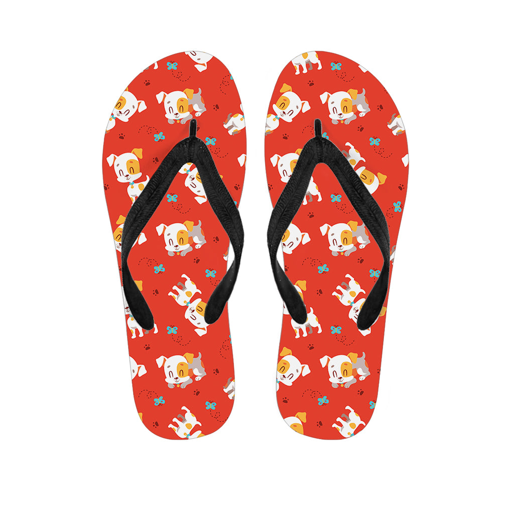 Cartoon Jack Russell Terrier Print Flip Flops