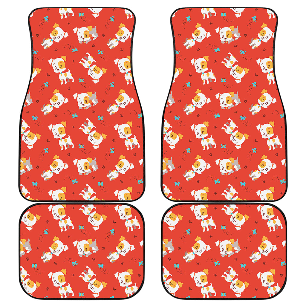 Cartoon Jack Russell Terrier Print Front and Back Car Floor Mats