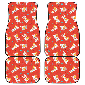 Cartoon Jack Russell Terrier Print Front and Back Car Floor Mats