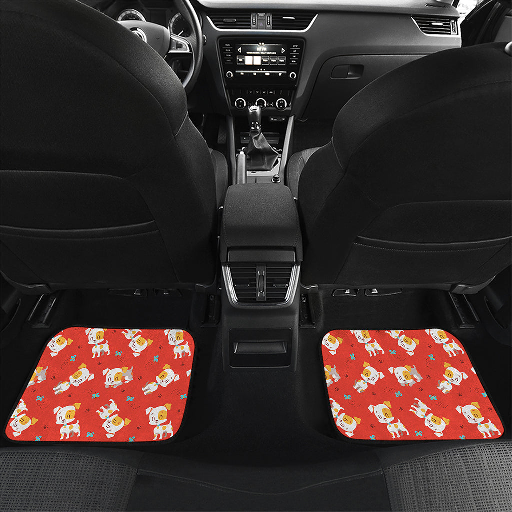 Cartoon Jack Russell Terrier Print Front and Back Car Floor Mats