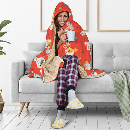 Cartoon Jack Russell Terrier Print Hooded Blanket