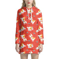 Cartoon Jack Russell Terrier Print Pullover Hoodie Dress