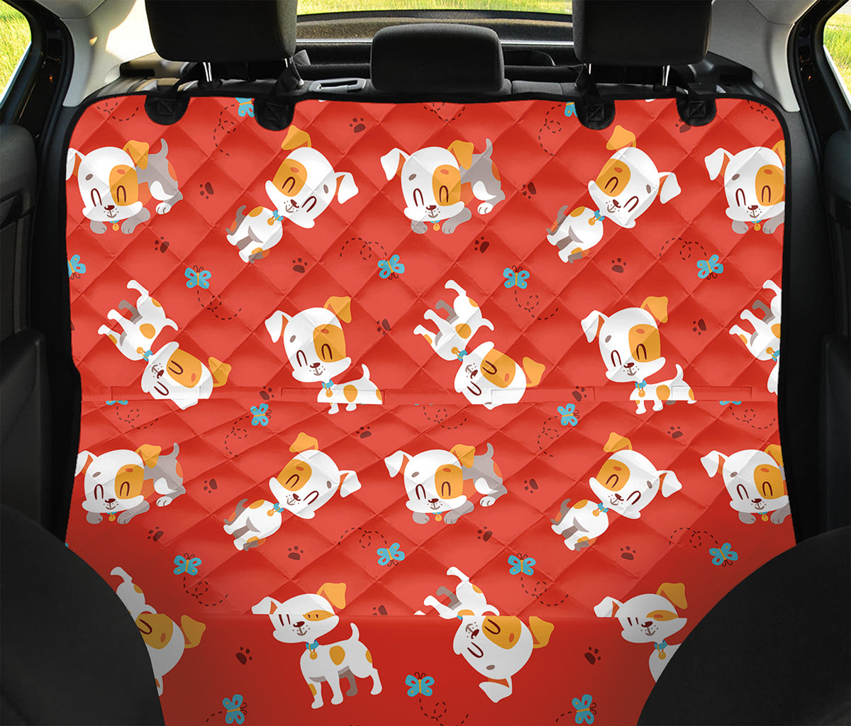 Cartoon Jack Russell Terrier Print Pet Car Back Seat Cover