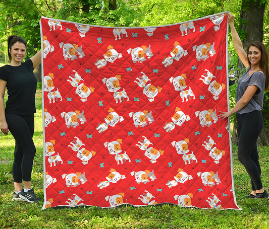 Cartoon Jack Russell Terrier Print Quilt