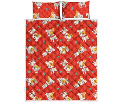 Cartoon Jack Russell Terrier Print Quilt Bed Set