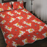 Cartoon Jack Russell Terrier Print Quilt Bed Set