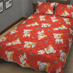 Cartoon Jack Russell Terrier Print Quilt Bed Set