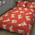 Cartoon Jack Russell Terrier Print Quilt Bed Set