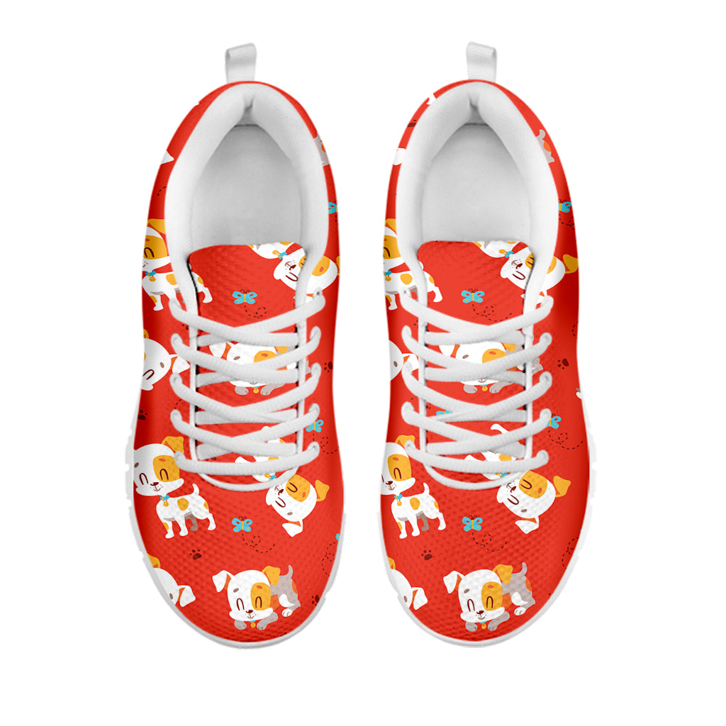 Cartoon Jack Russell Terrier Print White Sneakers