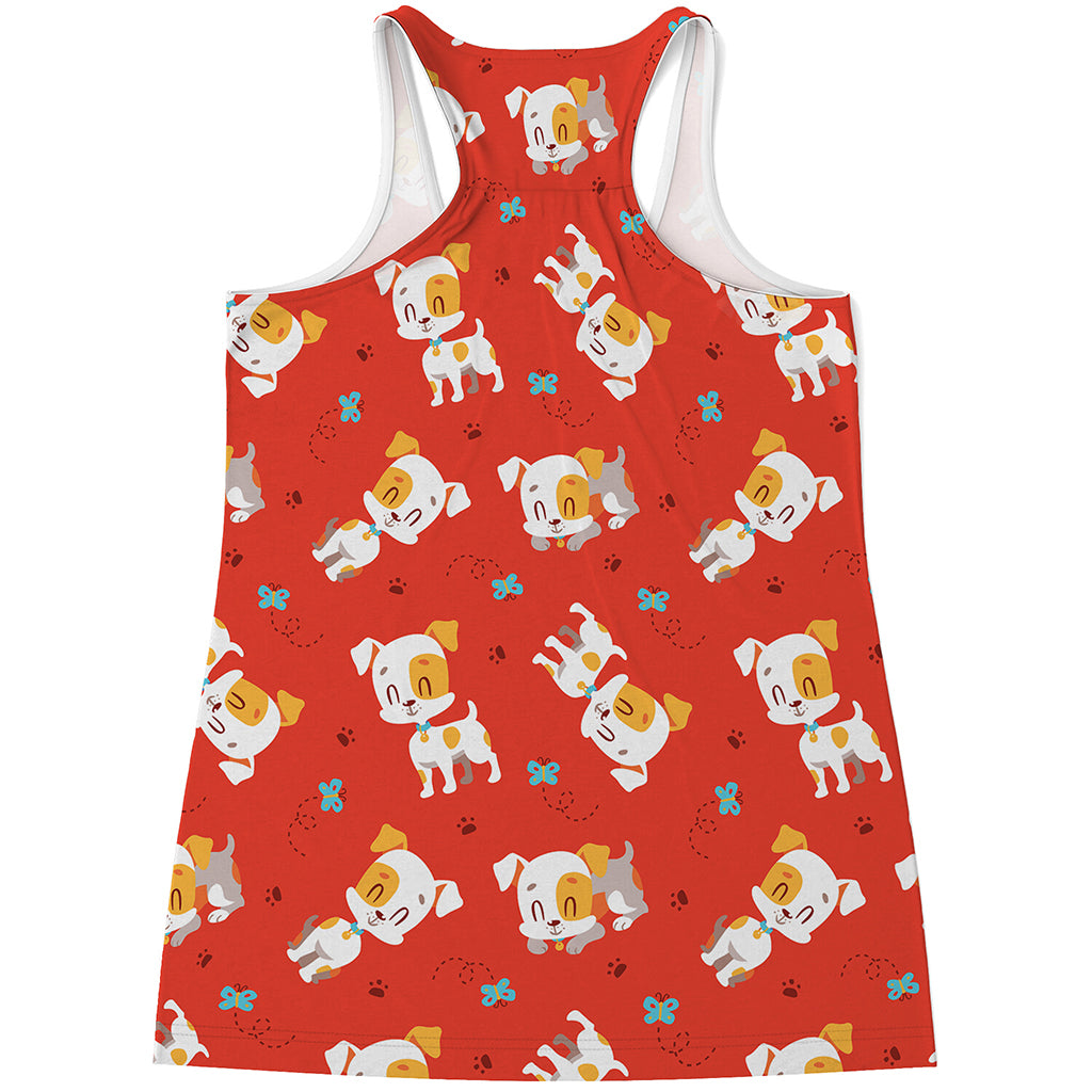 Cartoon Jack Russell Terrier Print Women's Racerback Tank Top