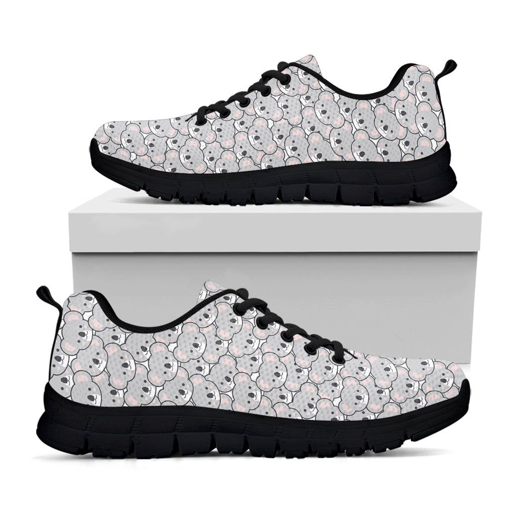 Cartoon Koala Pattern Print Black Sneakers